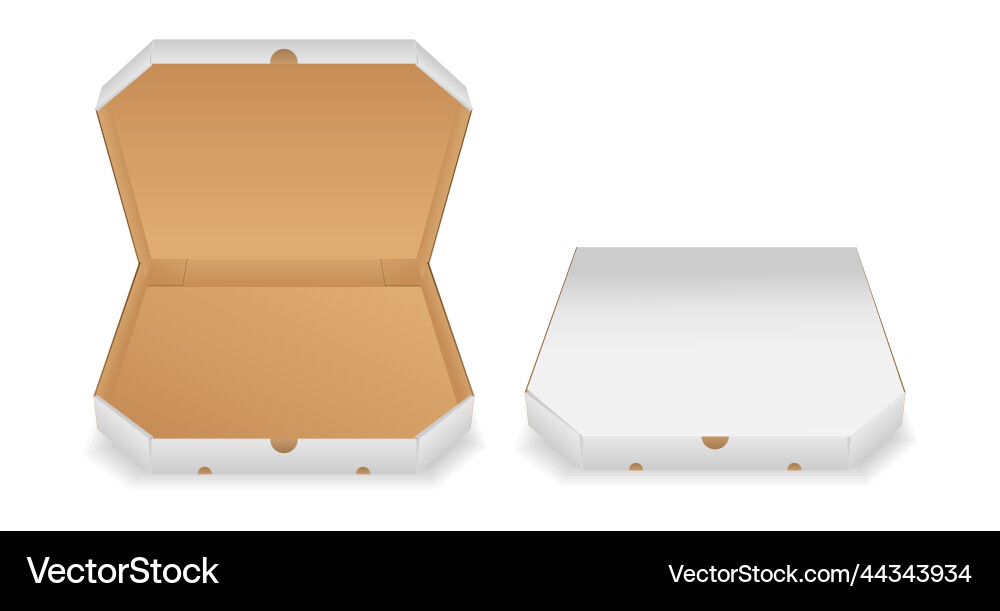 Set of realistic pizza box package isolated Vector Image