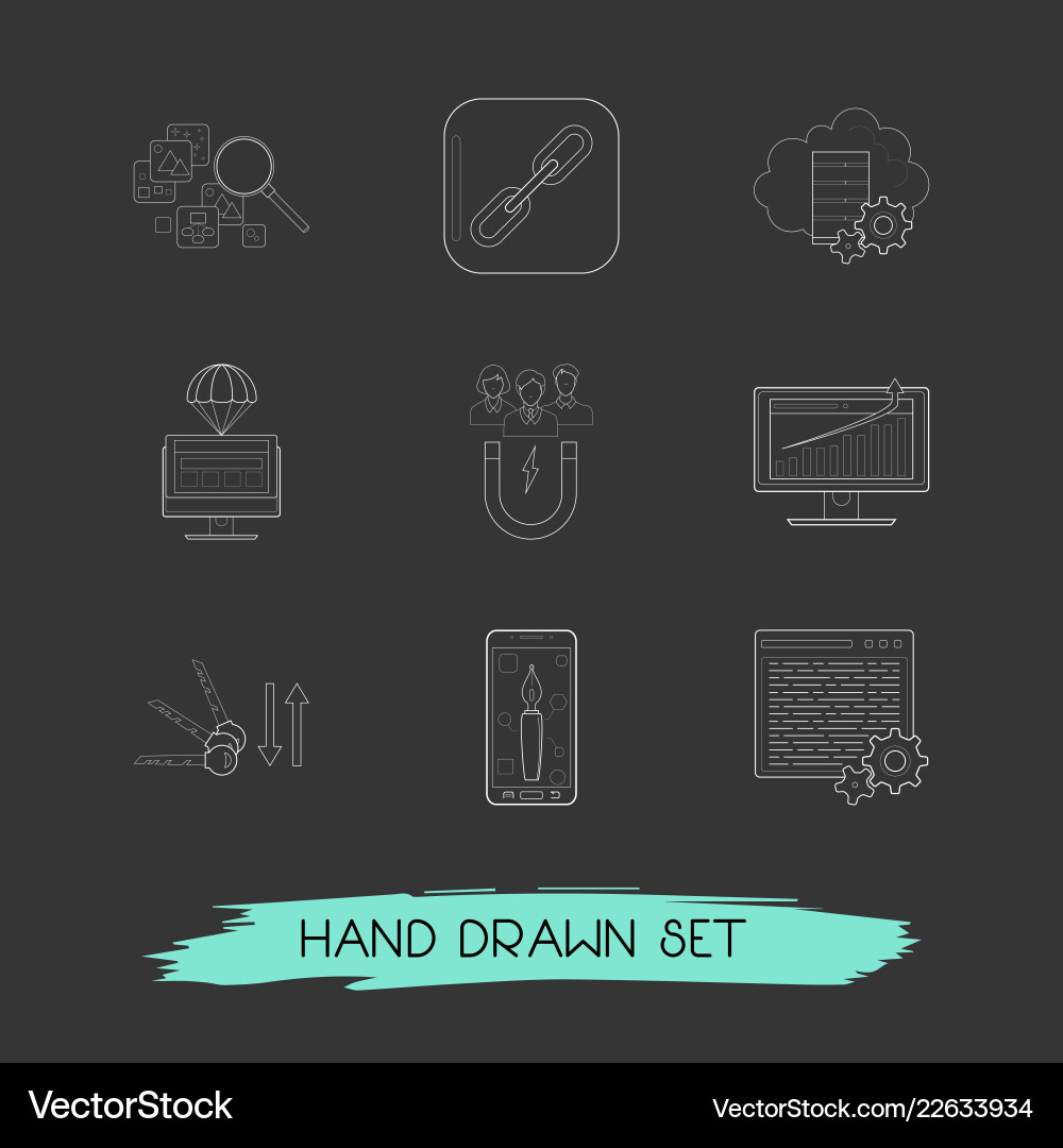 Set web design icons line style symbols Set web design icons line style symbols vector image