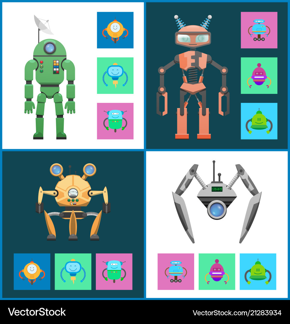 Start set robots collection Start set robots collection vector image