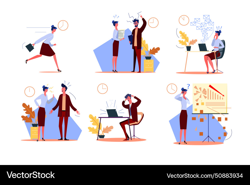 Time management failure set Time management failure set vector image