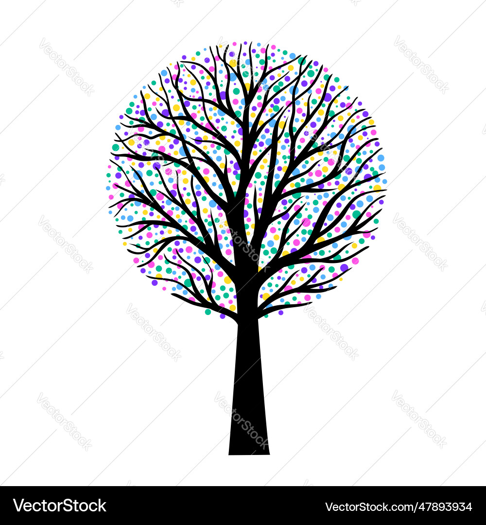 Tree with colorful dots Tree with colorful dots Vector Image