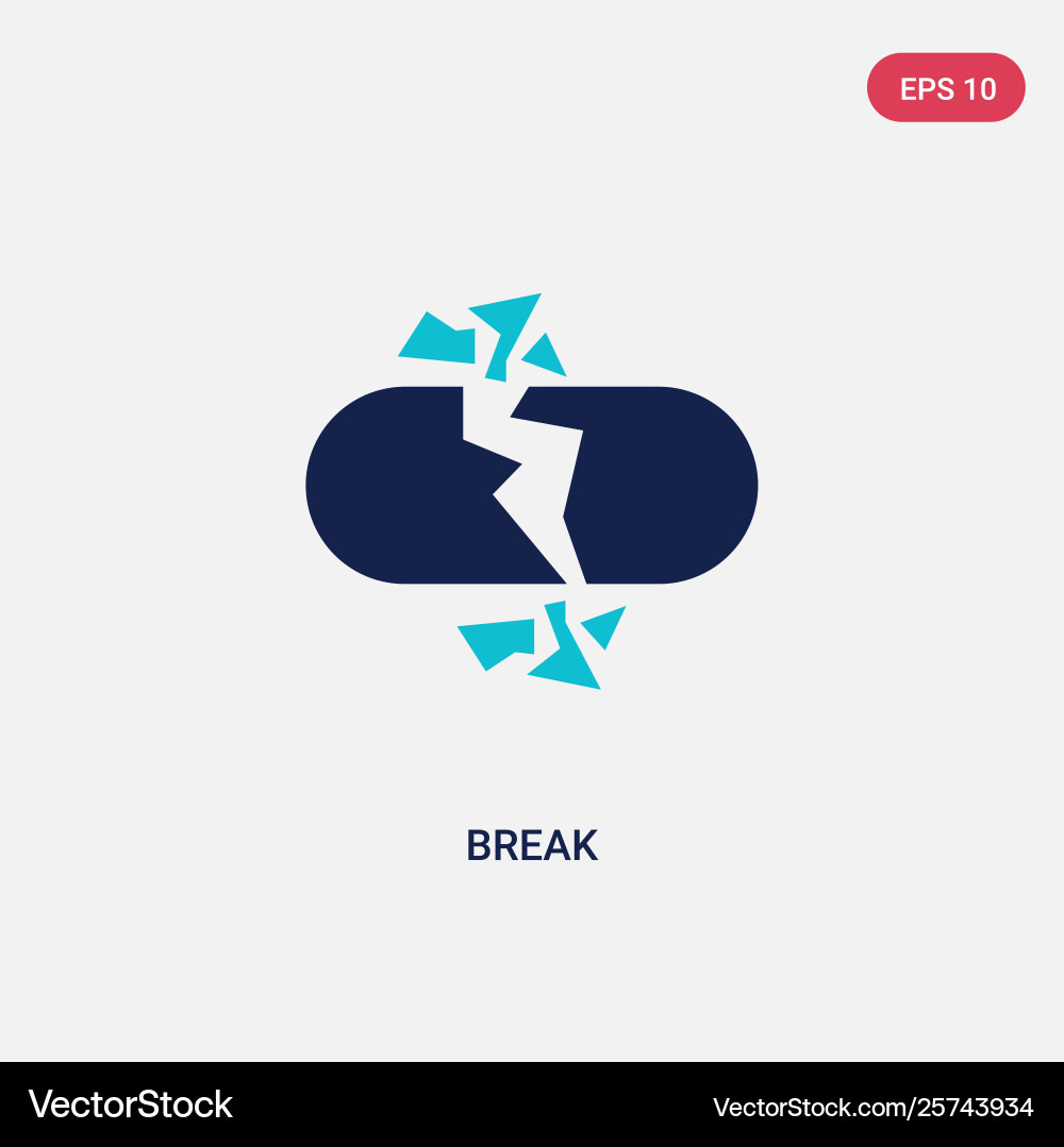 Two color break icon from geometry concept Two color break icon from geometry concept vector image