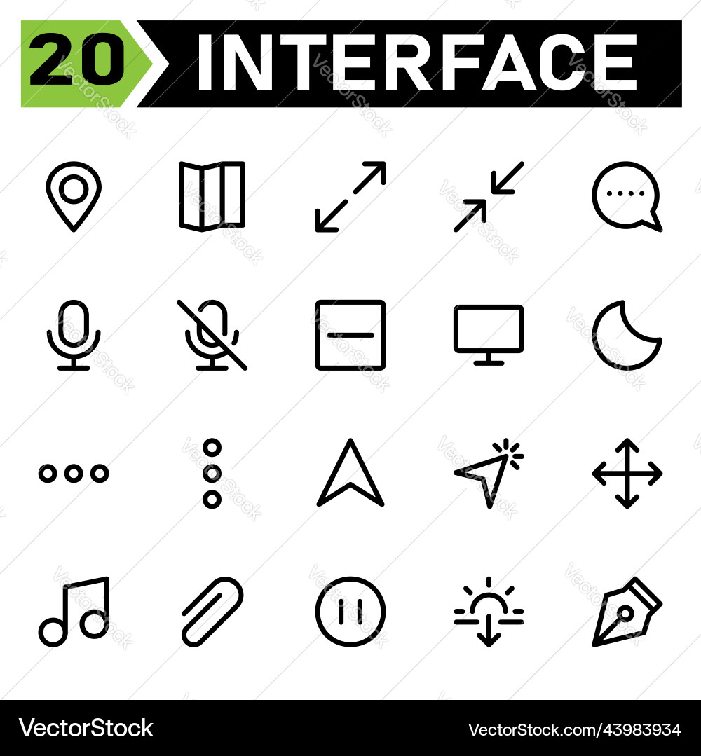User interface icon set include message envelope User interface icon set include message envelope vector image