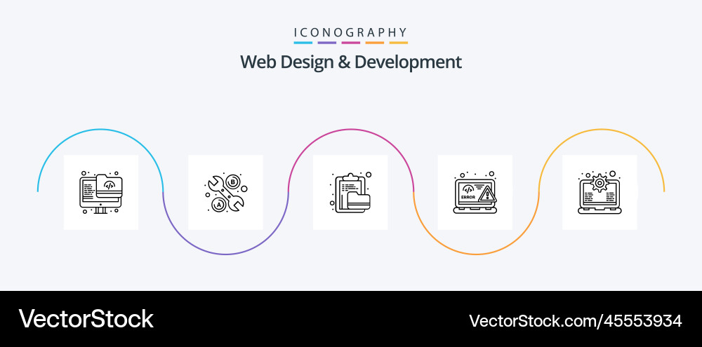 Web design and development line 5 icon pack vector image