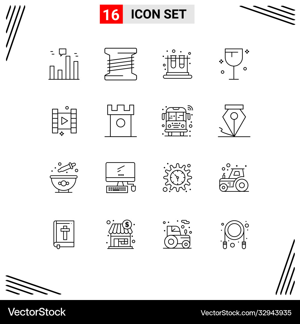 16 universal outlines set for web and mobile Vector Image
