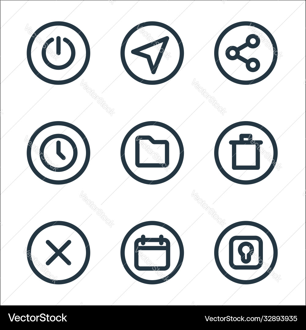 Basic ui line icons linear set quality vector image
