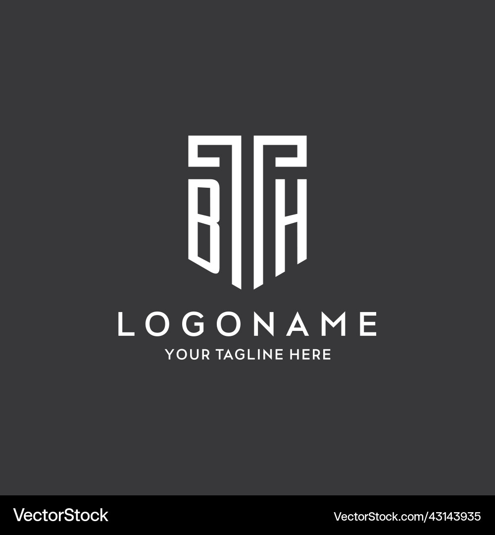 Bh monogram initial name with shield shape icon Bh monogram initial name with shield shape icon Vector Image
