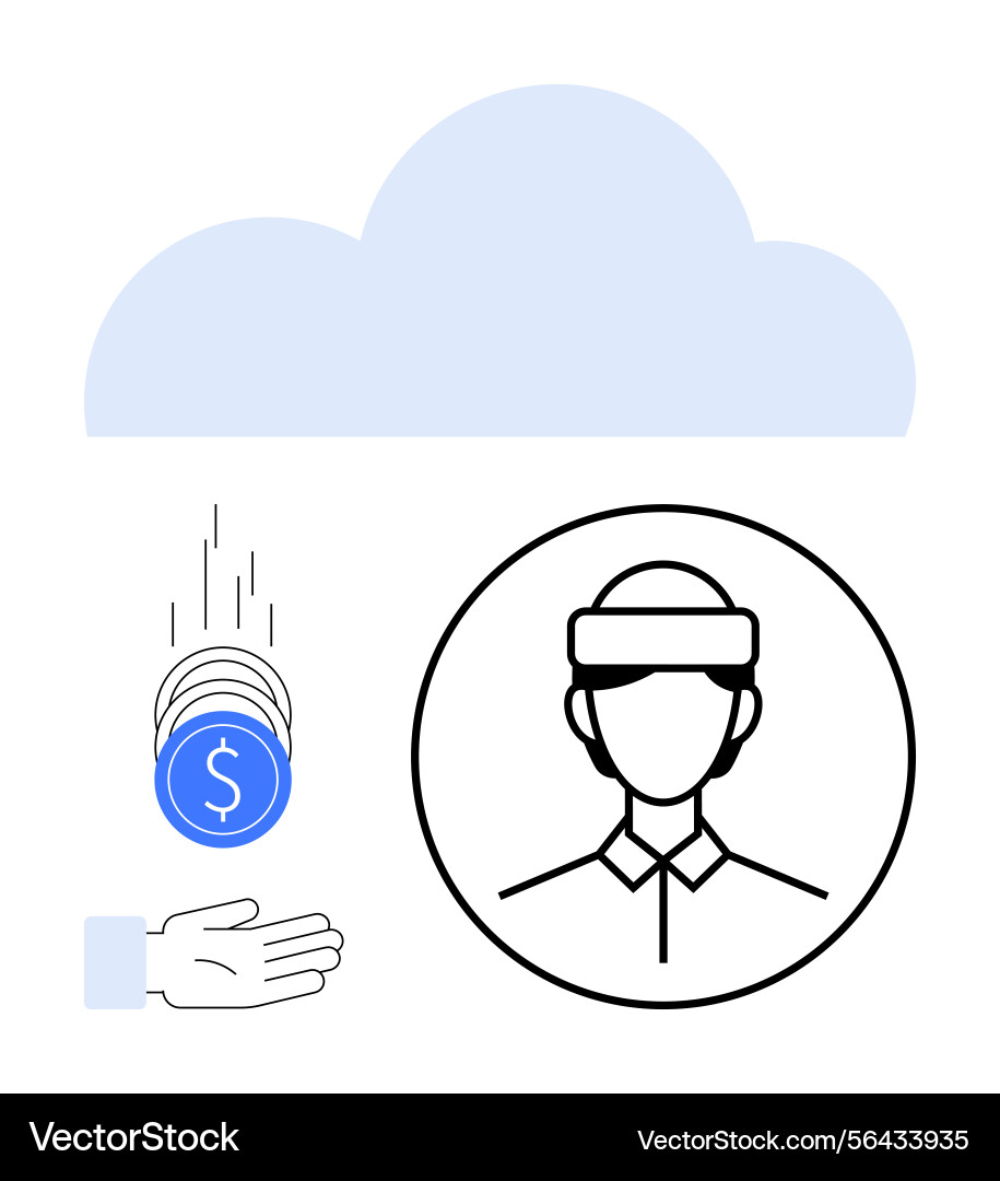 Cloud computing with virtual reality user vector image