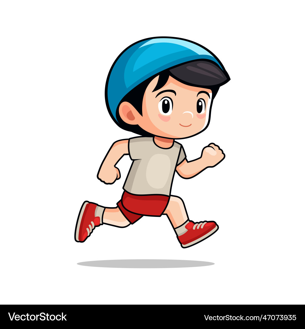 Cute Running Boy Cartoon Vector Image