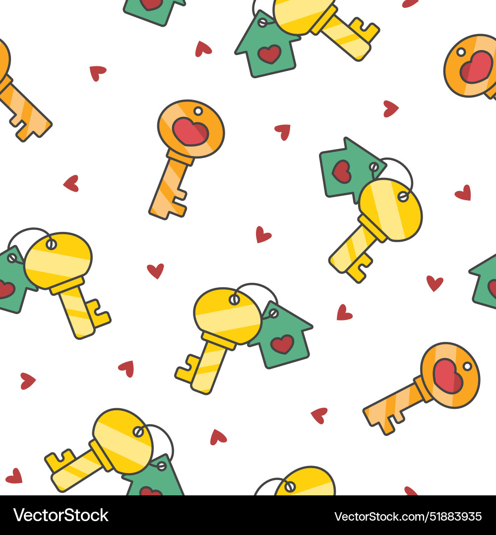 Different keys with keychain seamless pattern Vector Image