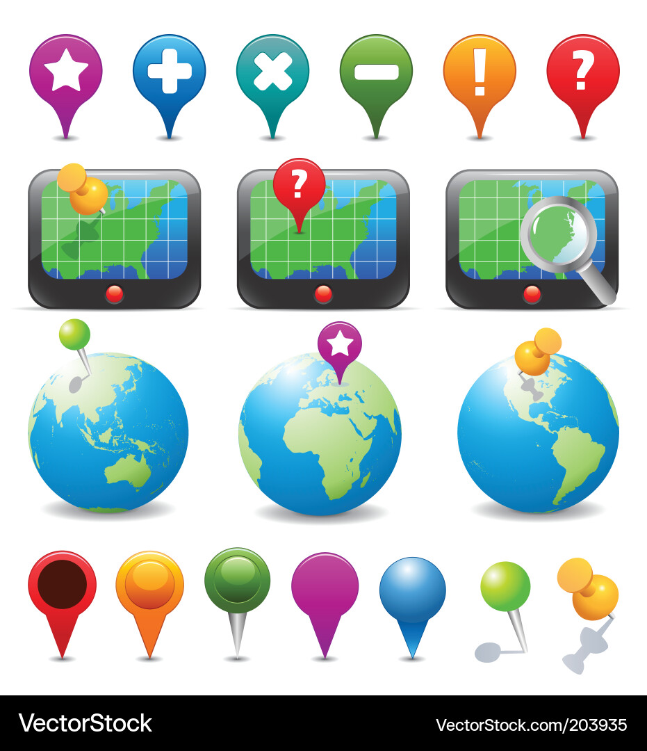 GPS Navigation Icons Set vector image