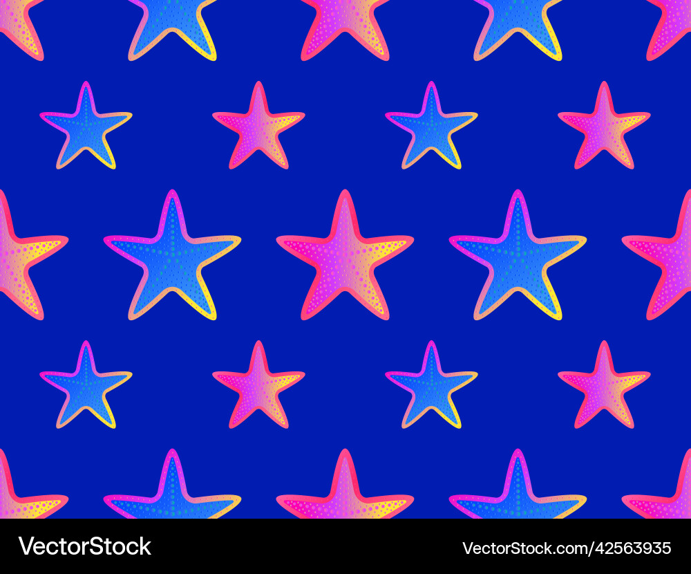 Gradient starfish seamless pattern violet Gradient starfish seamless pattern violet vector image