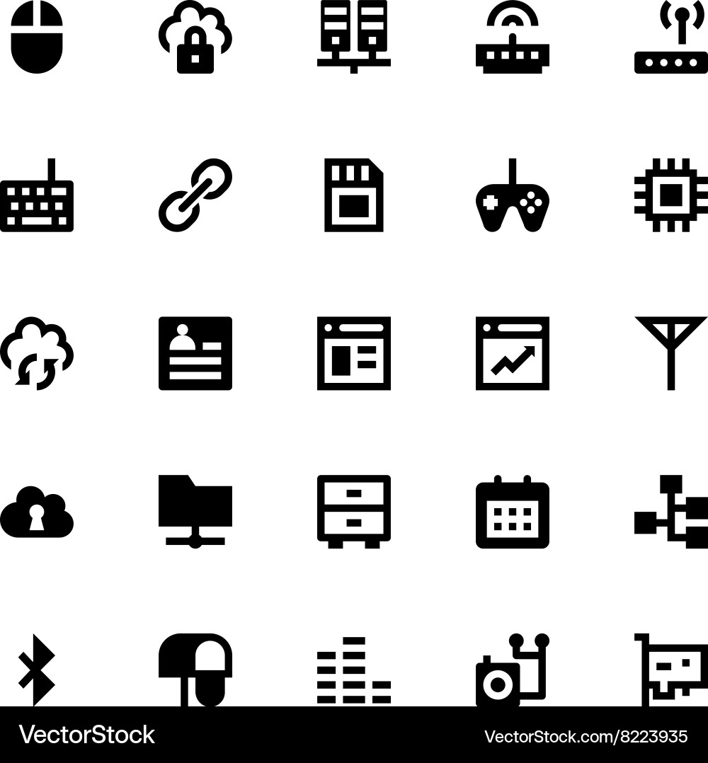 Internet networking and communication icons 5 vector image