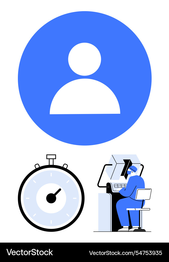 Konto-Workflow-Konzept mit Benutzer avatar timer Vektorbild