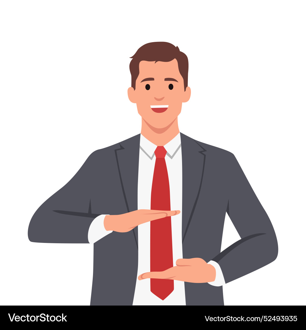 Man Gesturing with Hands Showing Size Vector Image