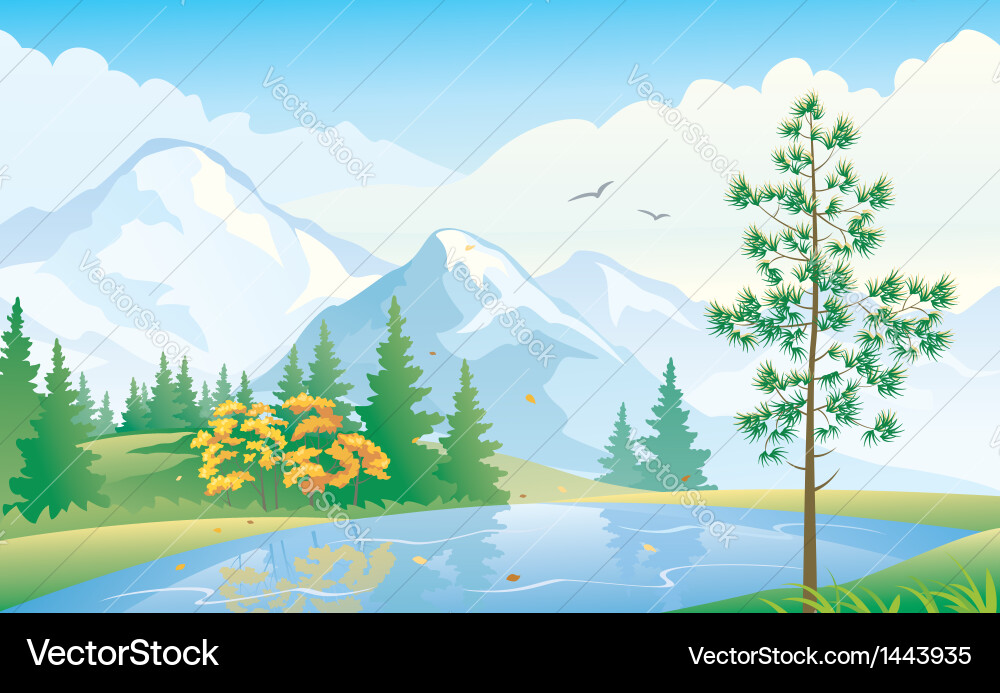 Mountain lake Royalty Free Vector Image - VectorStock