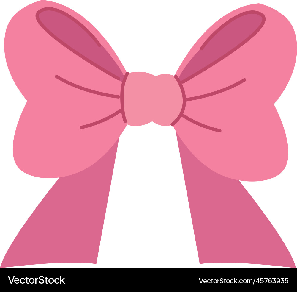 Pink ribbon bow vector image