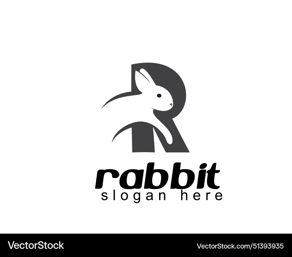 Rabbit jump initials r logo design Vector Image