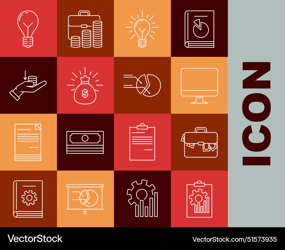 Set line clipboard with graph chart briefcase Set line clipboard with graph chart briefcase vector image
