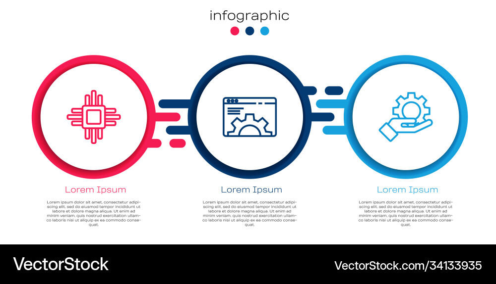 Set line processor with microcircuits cpu browser vector image