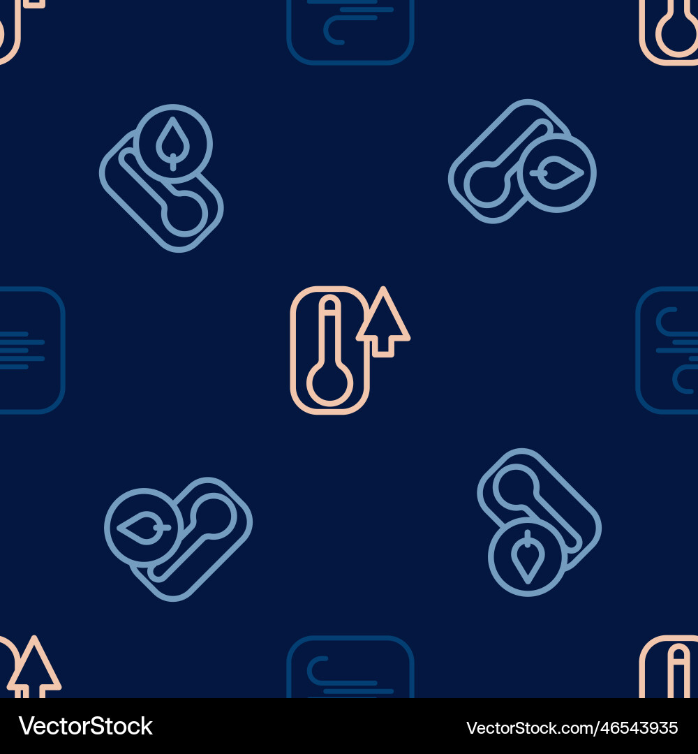 Set line wind thermometer and on seamless pattern Set line wind thermometer and on seamless pattern vector image