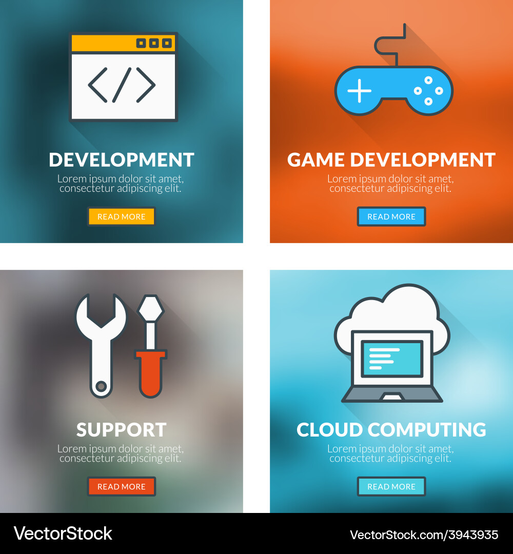 Set of flat design concepts development game vector image