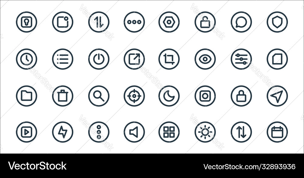 Basic ui line icons linear set quality Basic ui line icons linear set quality vector image