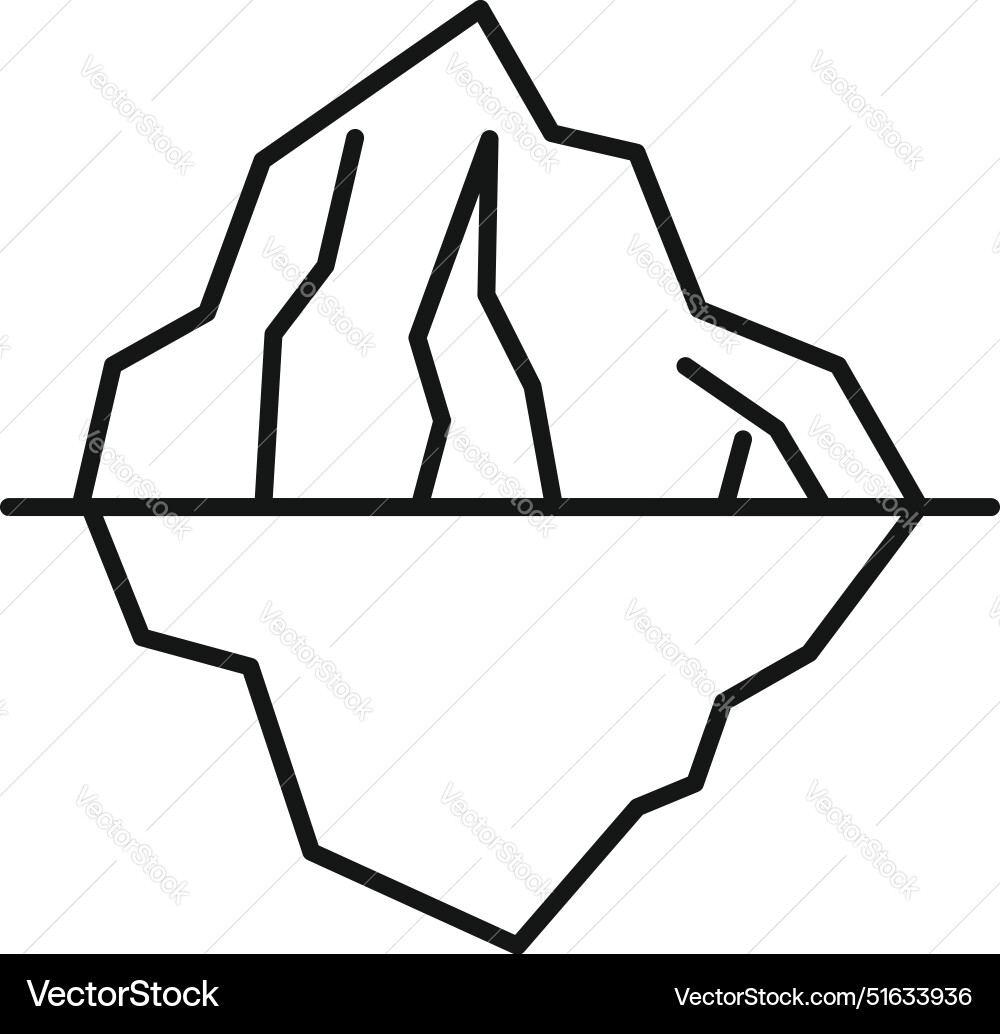 Big iceberg floating in ocean with underwater part Big iceberg floating in ocean with underwater part vector image