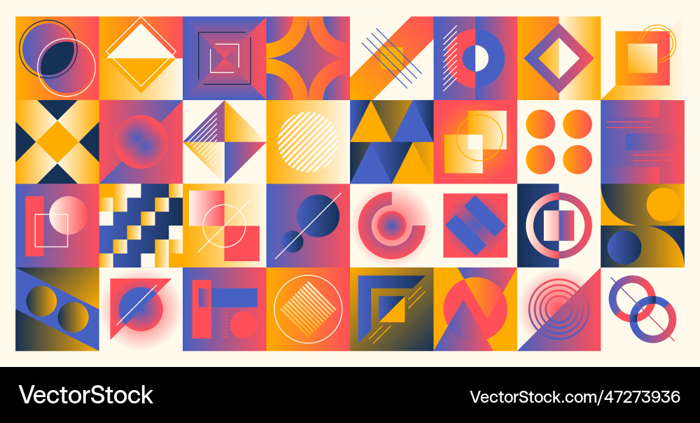 Bold and dynamic bauhaus pattern with a gradient Bold and dynamic bauhaus pattern with a gradient vector image