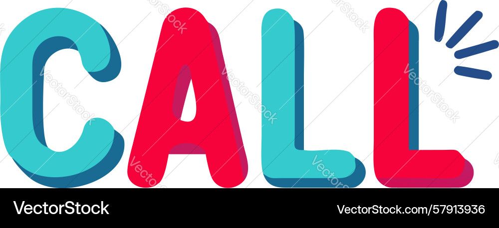Bold call text with dynamic handset icon design vector image