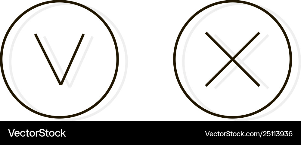 Check mark and cross icons icon in linear style Check mark and cross icons icon in linear style vector image