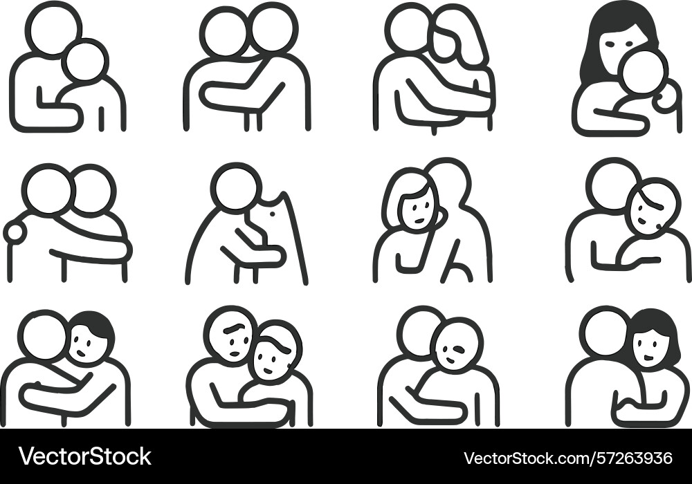 Different ways of showing affection in simple line Different ways of showing affection in simple line vector image