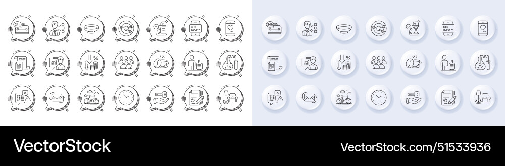 Documents presentation and deflation line icons Documents presentation and deflation line icons vector image