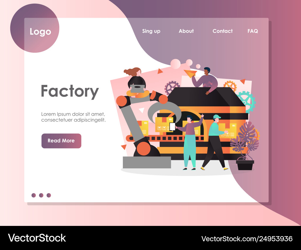 Factory website landing page design vector image