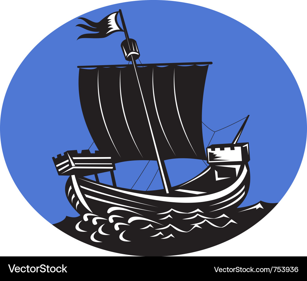 Galleon at Sea Vector Image