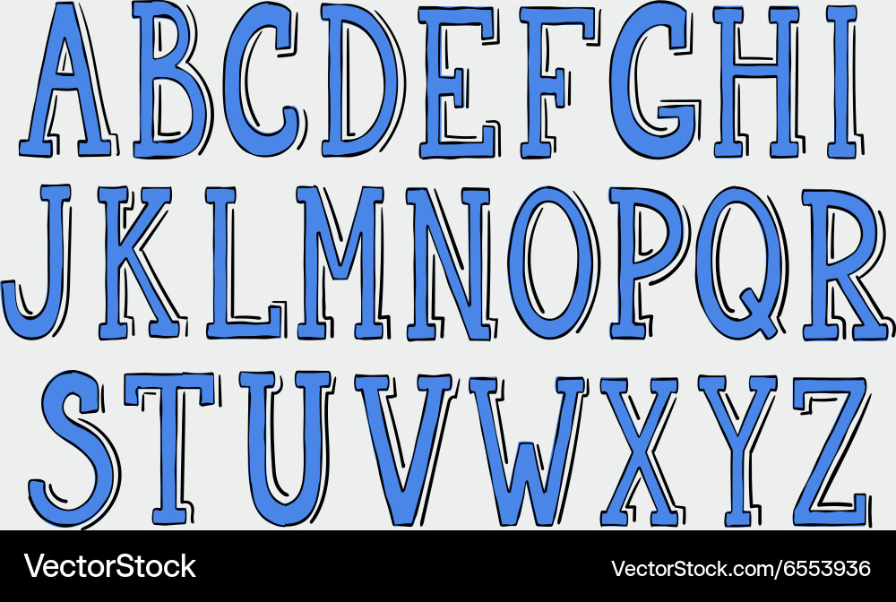 Hand-Drawn Alphabet Doodle Vector Image