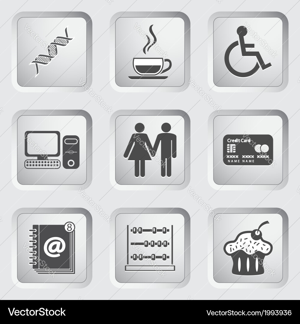 Icons on the buttons for web design set 5 Vector Image