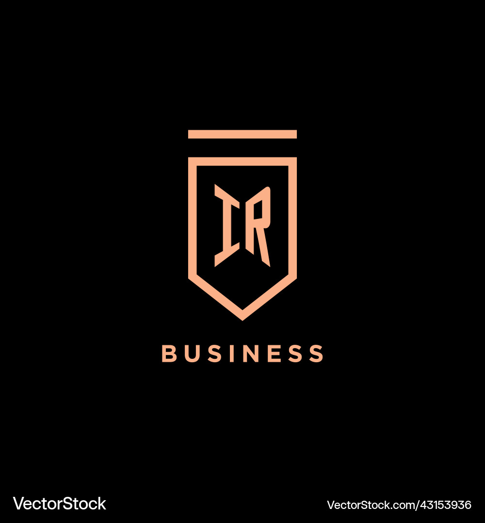 Ir monogram initial with shield logo design icon Vector Image