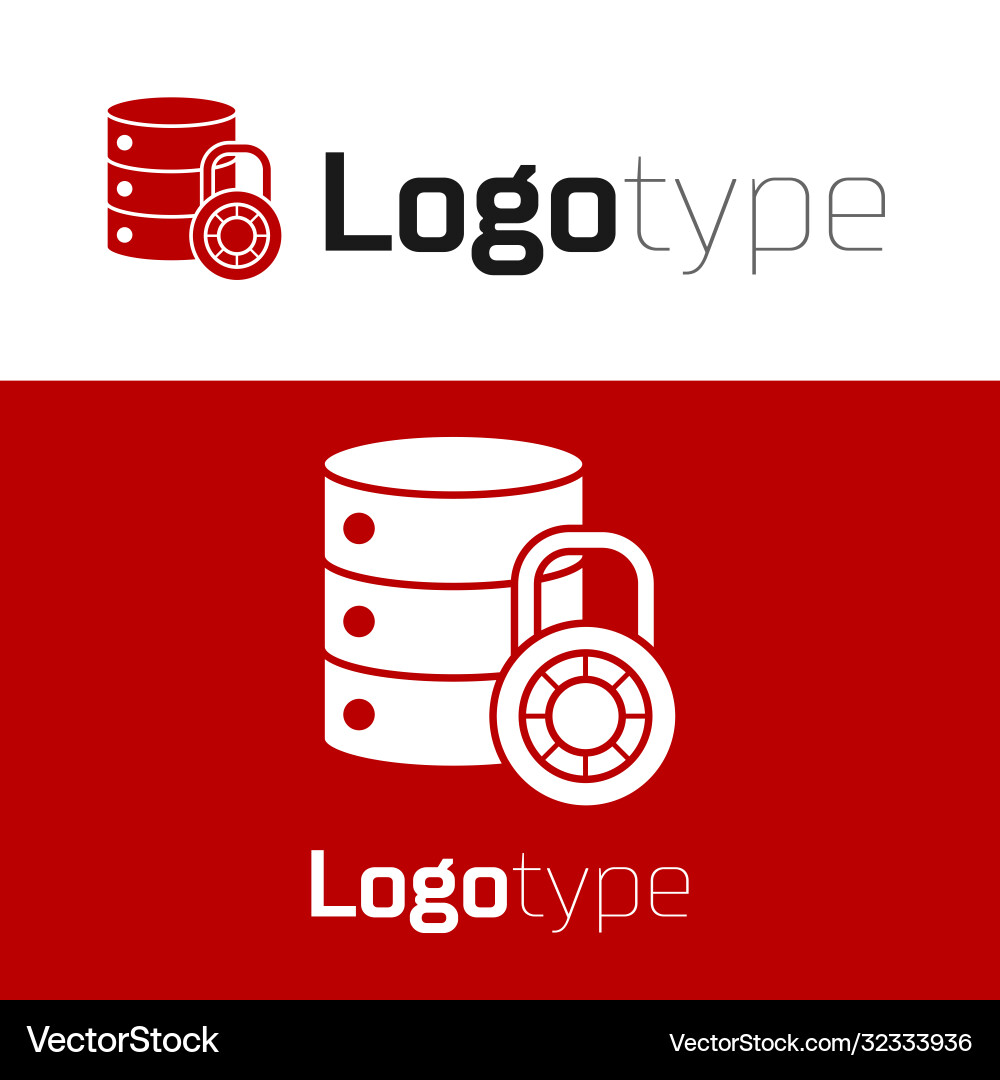Red server security with closed padlock icon Red server security with closed padlock icon vector image