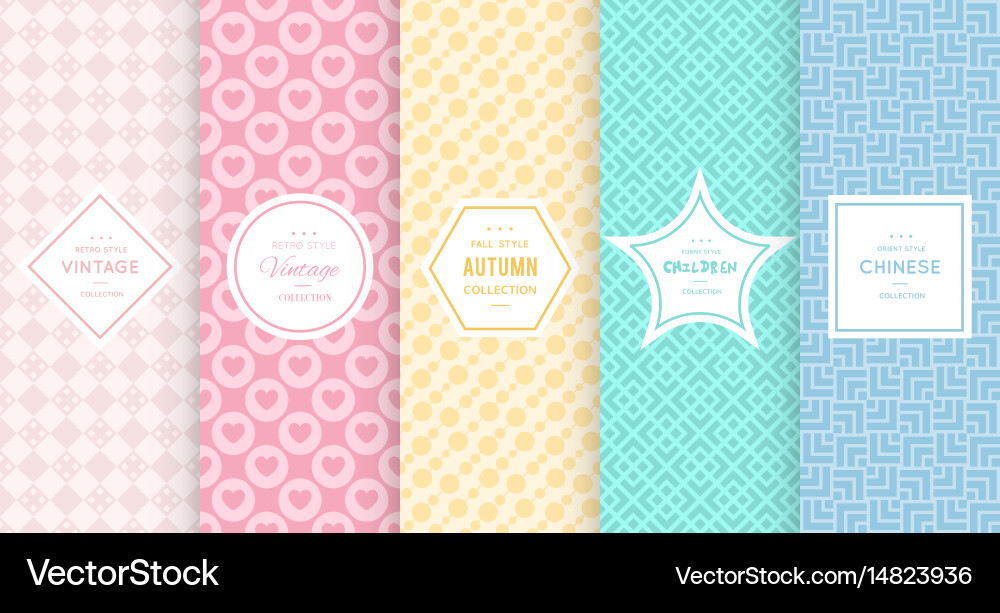 Retro Pastel Seamless Patterns Vector Image