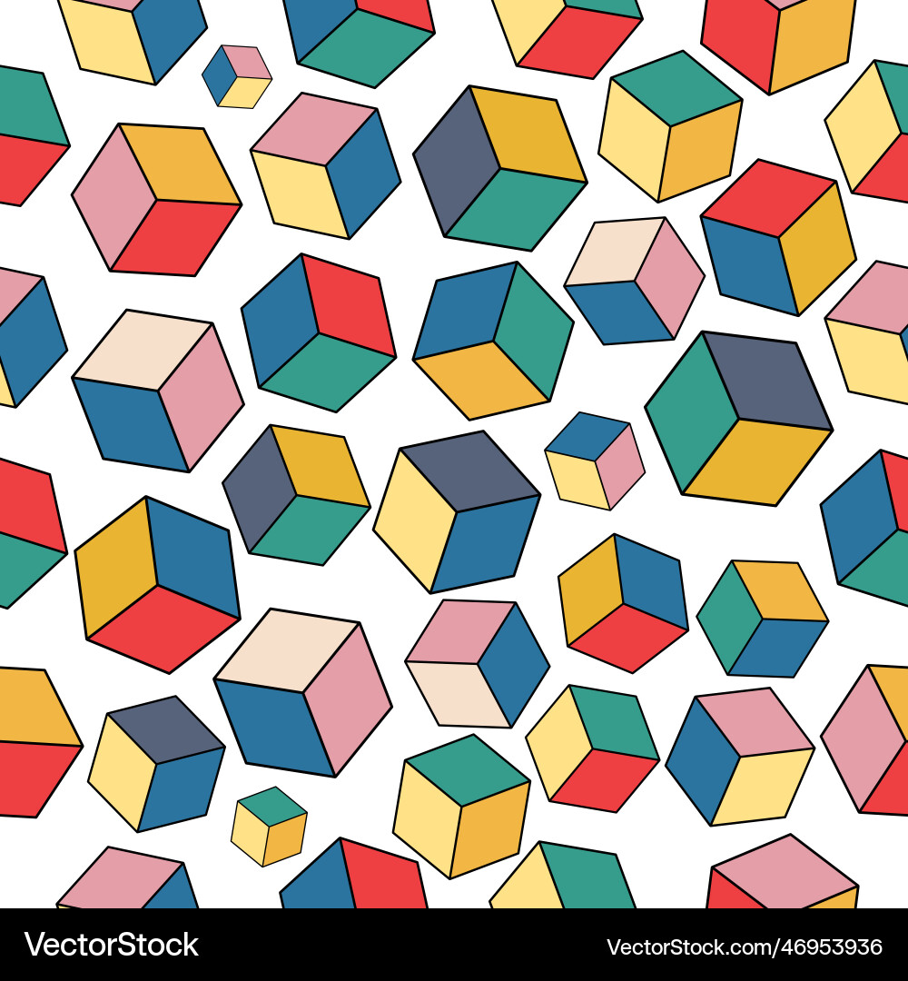 Seamless pattern with isometric cubes in hippie Seamless pattern with isometric cubes in hippie Vector Image