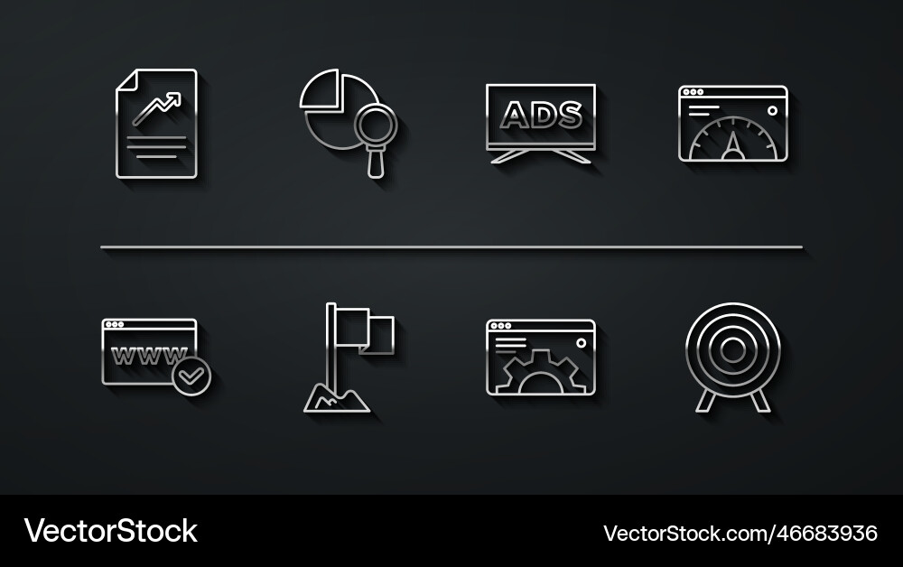 Set line document with graph chart website Set line document with graph chart website Vector Image