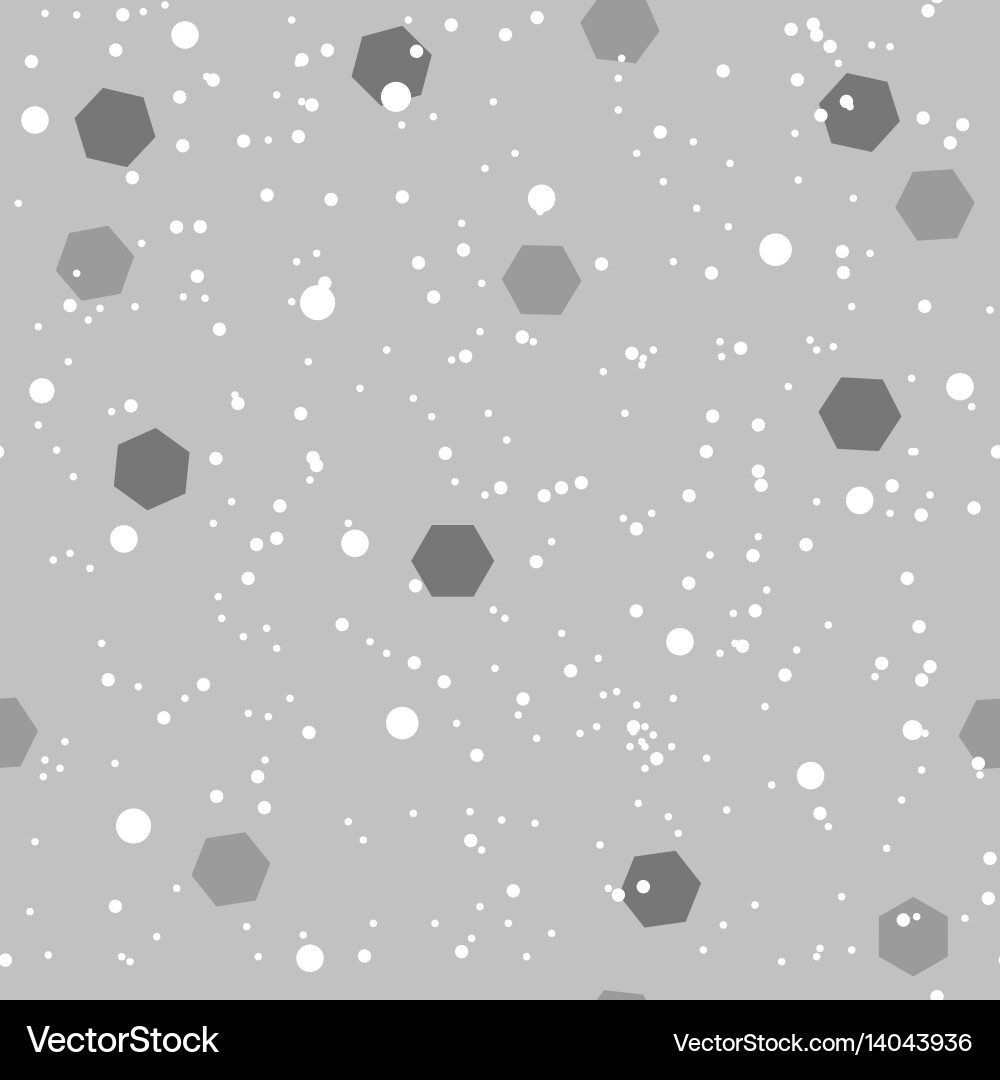 Snow pattern with hexagonal confetti seamless vector image