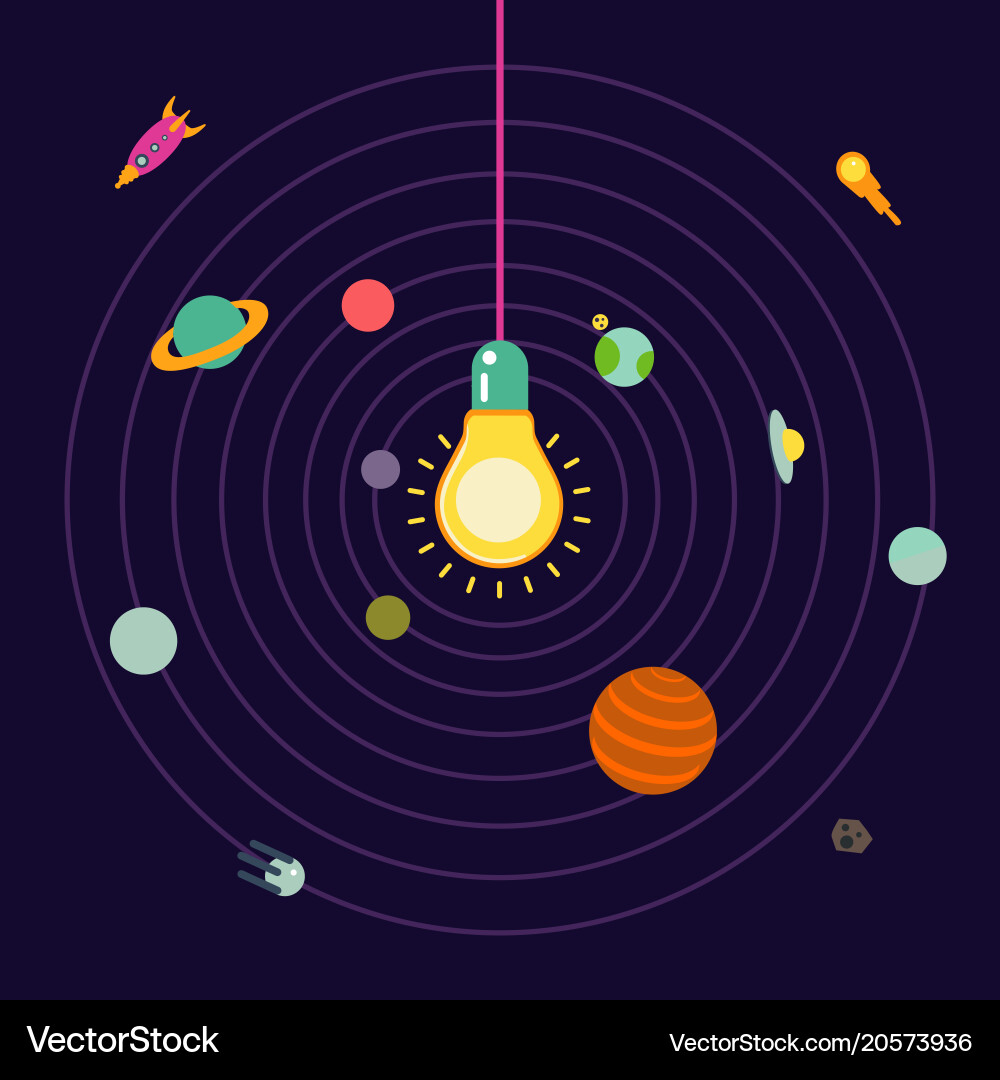 Solar System Lightbulb Illustration Vector Image