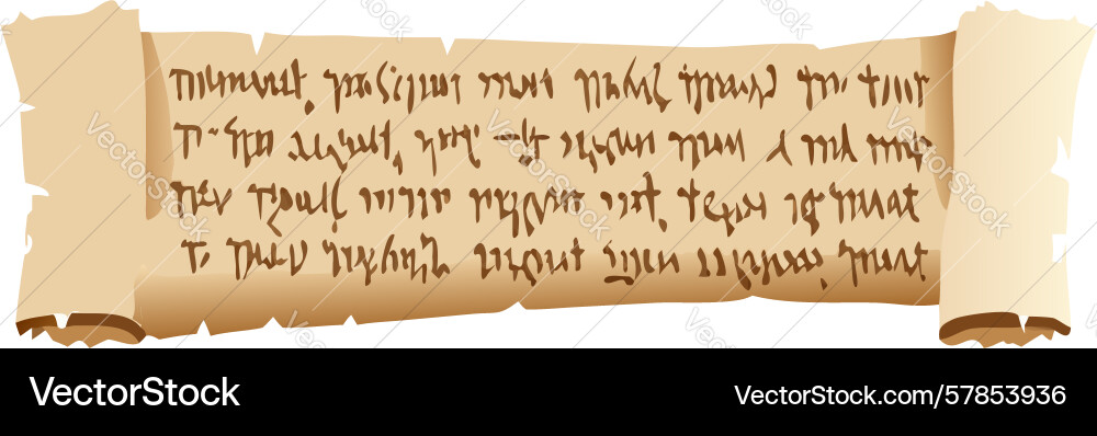 Unfurled ancient scroll with calligraphy Vector Image