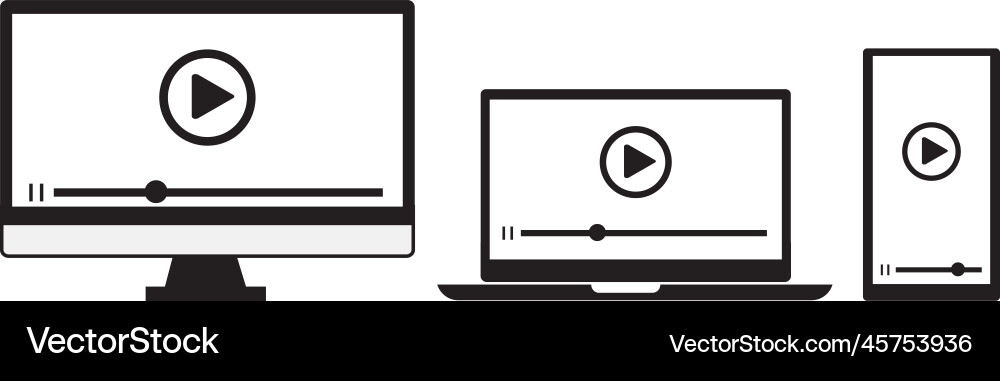 Video player interface for different devices Video player interface for different devices vector image
