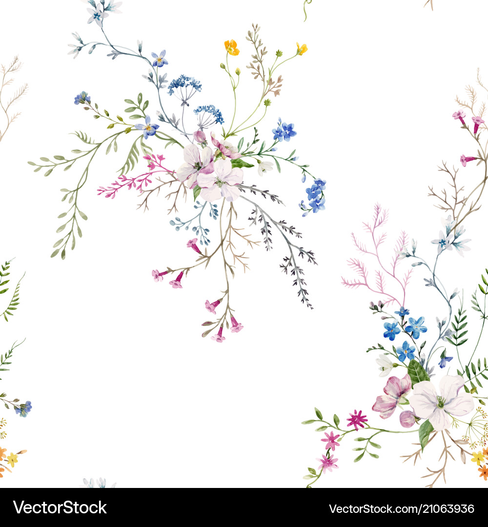 Watercolor Floral Seamless Pattern vector image