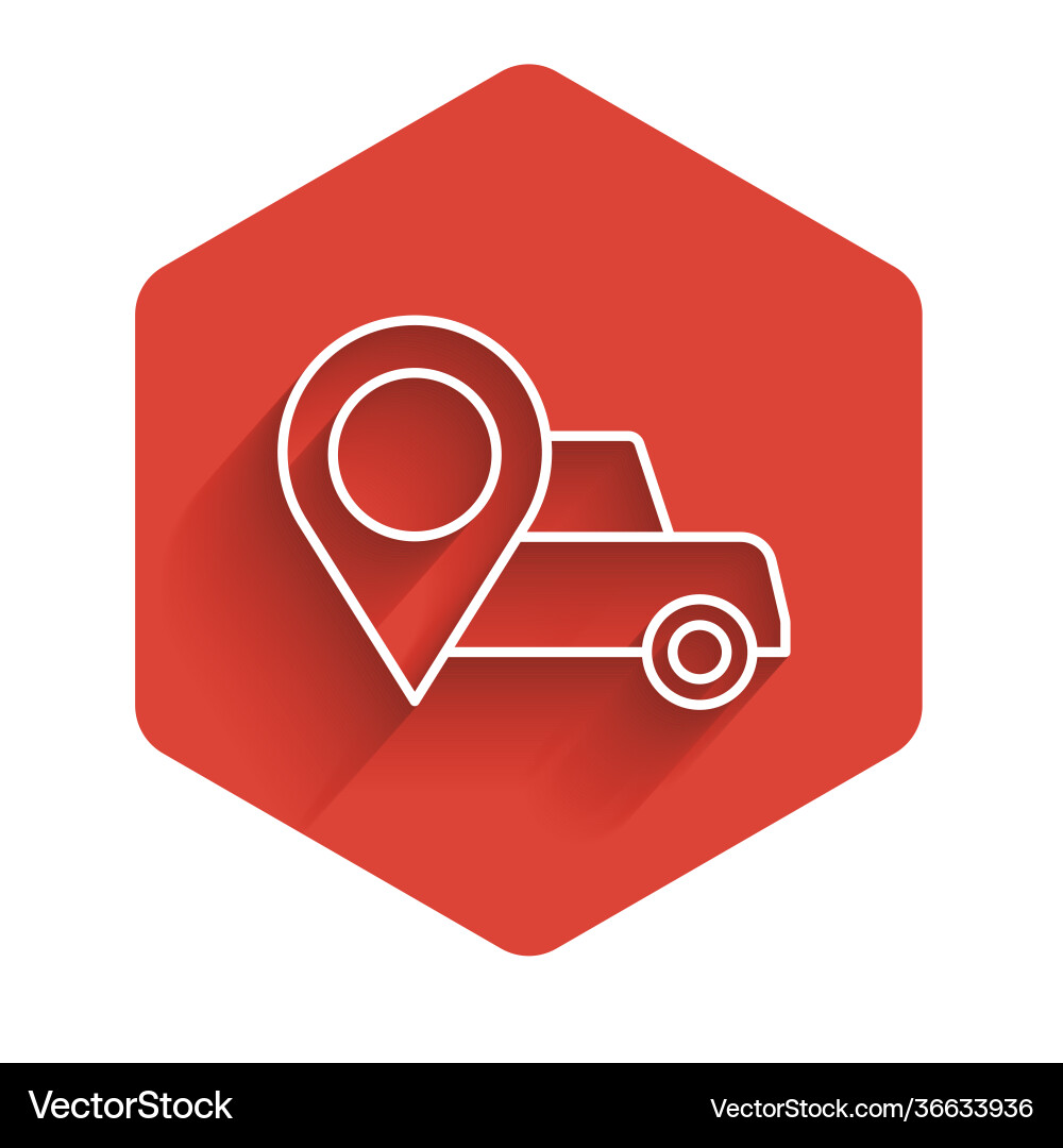 White line map pointer with taxi icon isolated White line map pointer with taxi icon isolated vector image