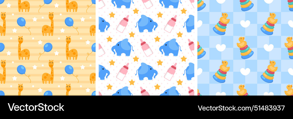 Baby seamless pattern design a set of simple Baby seamless pattern design a set of simple vector image