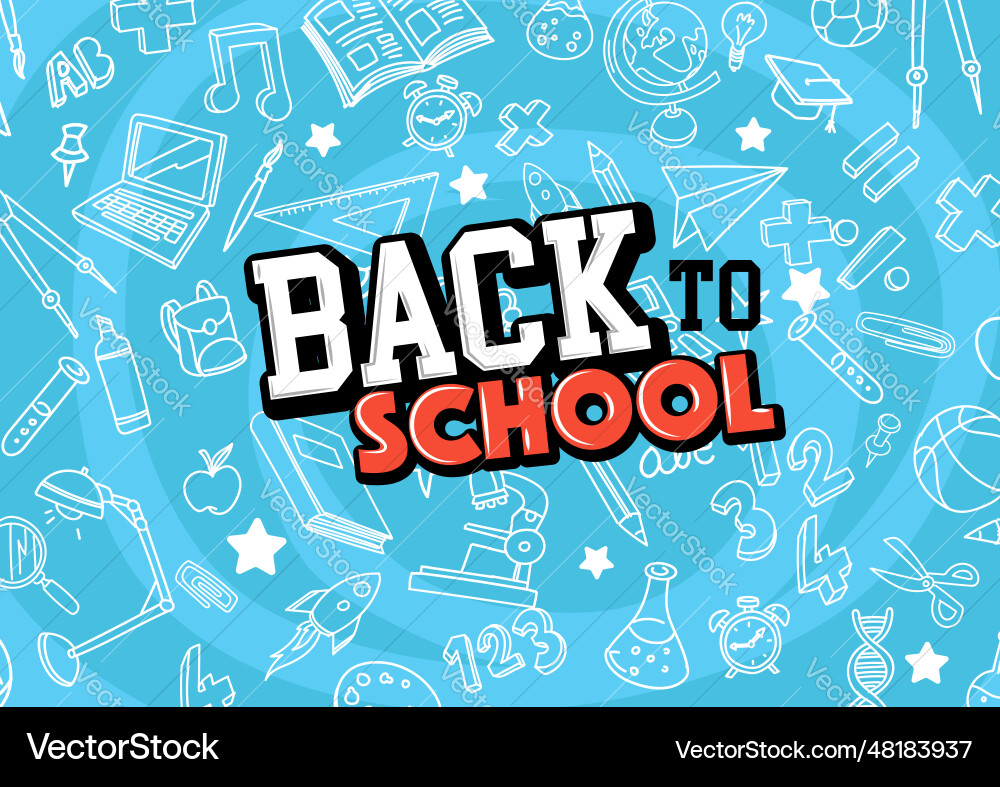 Back to school in blue background banner vector image